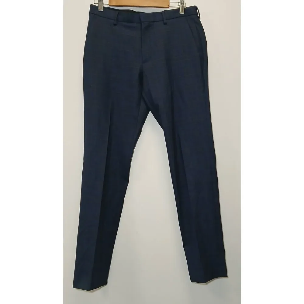J.crew mens size 31 Ludlow four season fine wool pants blue window pane